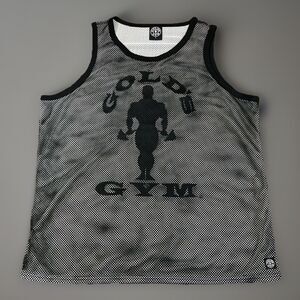 Vintage Golds Gym Cool Mesh Tank Top Black White Mens XL Sportswear 2015